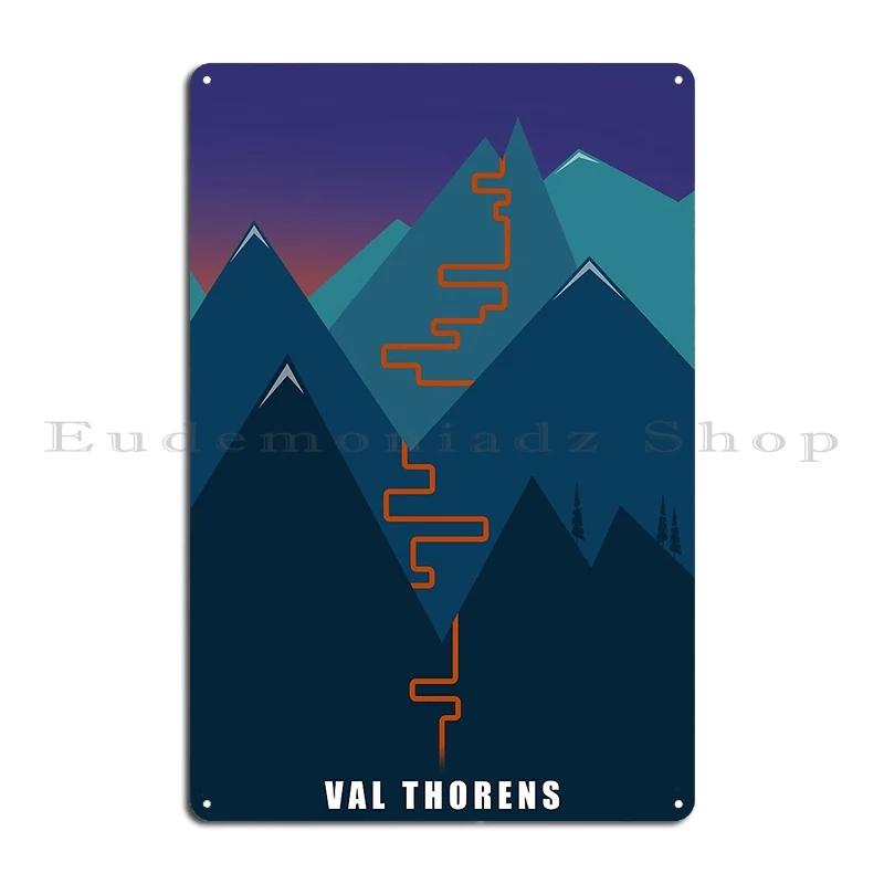 Val Thorens Skiing Metal Sign Garage Designs Wall Mural Cave Garage Tin Sign Poster 20x30cm