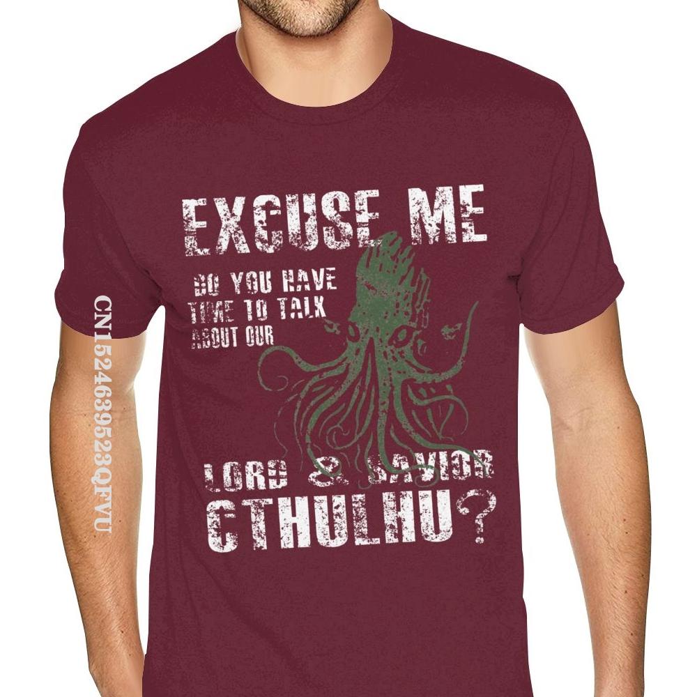 Camiseta de Cthulhu Disculpe ¿Tiene un momento para hablar sobre nuestro Señor Cthulhu Camiseta Hombre Hombre Divertida Estilo Gótico Anime Camiseta