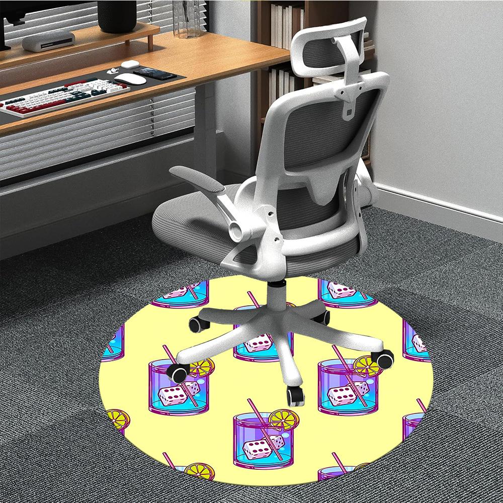 1pc Dice Cocktail Pattern Chair Carpet for Office Non Slip, Lightweight, Machine Washable Rug for Office Holiday Decor