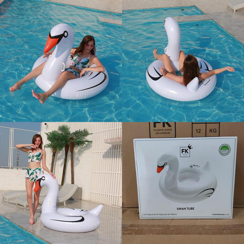 Adult Swan Inflatable Swim Ring 120cm Fashionable Water Lounger Swimming Ring Wholesale