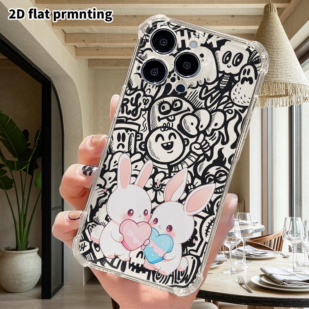 Phone Case: 2D Flat Suitable for iPhone 18 17 16 15 14 13 Pro, Transparent Four Corner Protective Case, Heart Shaped Gift Box, Christmas and Halloween