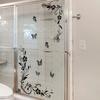 Black Floral Iris Vine Mirror Glass Sticker Home Bathroom Decoration Self-Adhesive Wall Sticker