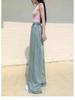 Women's High-Waisted Wide-Leg Ice Silk Jeans: Elastic Waist, Loose Fit, Slimming, Summer-Ready, Floor-Length.