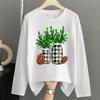 (Asian Size) Women Autumn Winter Letter Sweet 90s Print T Shirt Christmas Holiday Graphic Tee Casual Fashion Top Clothing Long Sleeve T-shirts