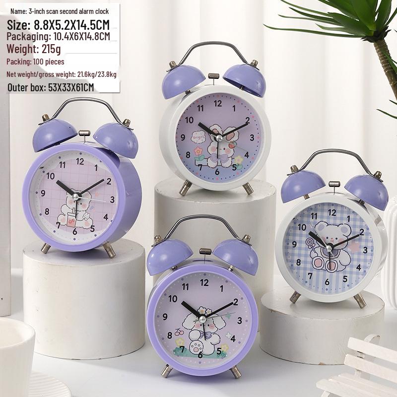 New Cute Cartoon Alarm Clock for Kids - Student Wake-Up Timer with Mechanical Bell