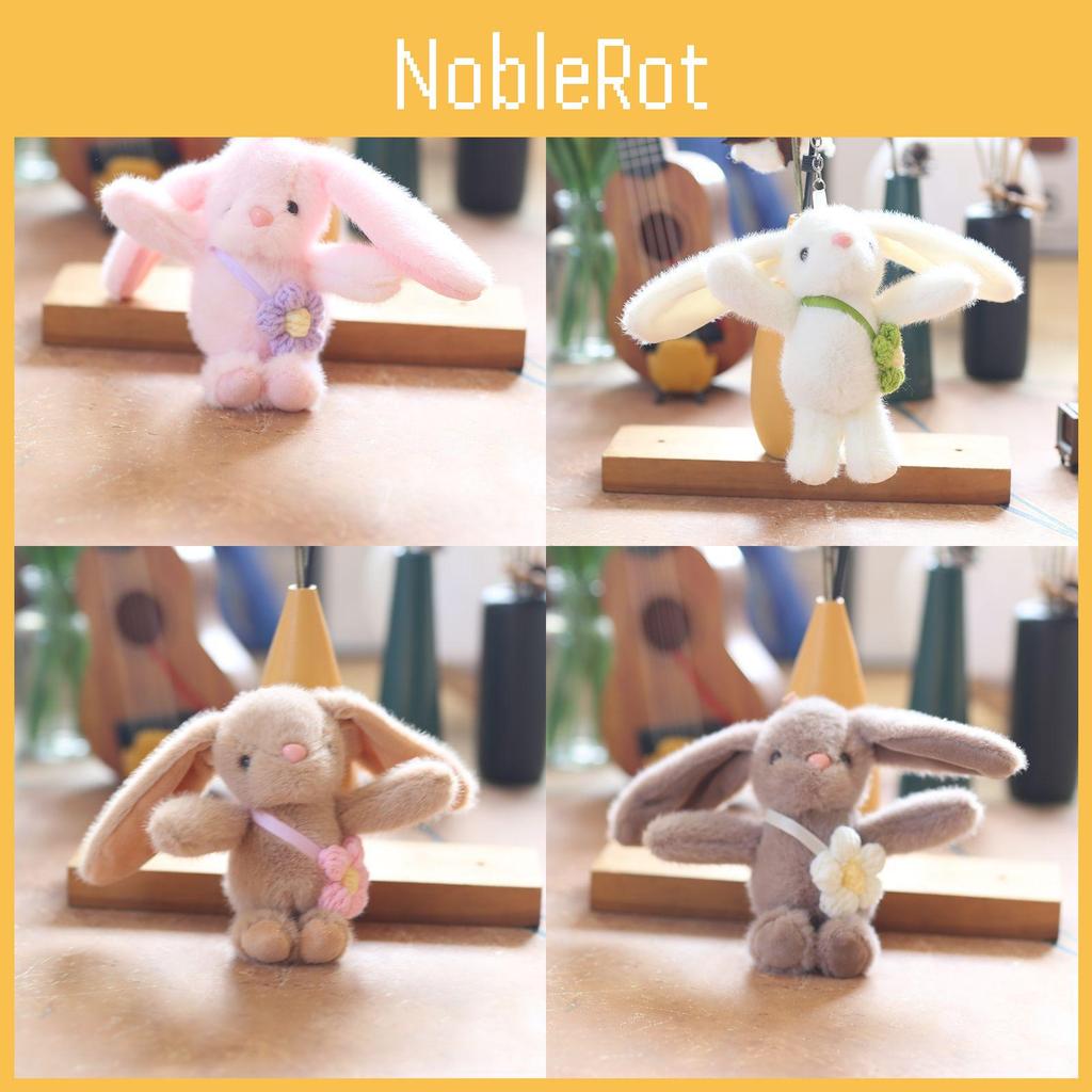 Charming Pink And Brown Plush Rabbit Doll Keychain Ideal For Bags And Backpacks