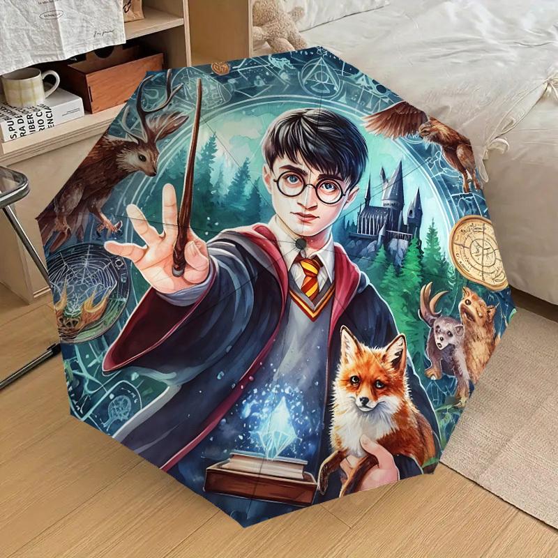 1PC Harry Potter Magic Umbrella-8-Rib Reinforced, Automatic Open, Lightweight & Durable, Cute Fashion Accessory for Outdoor, D2700