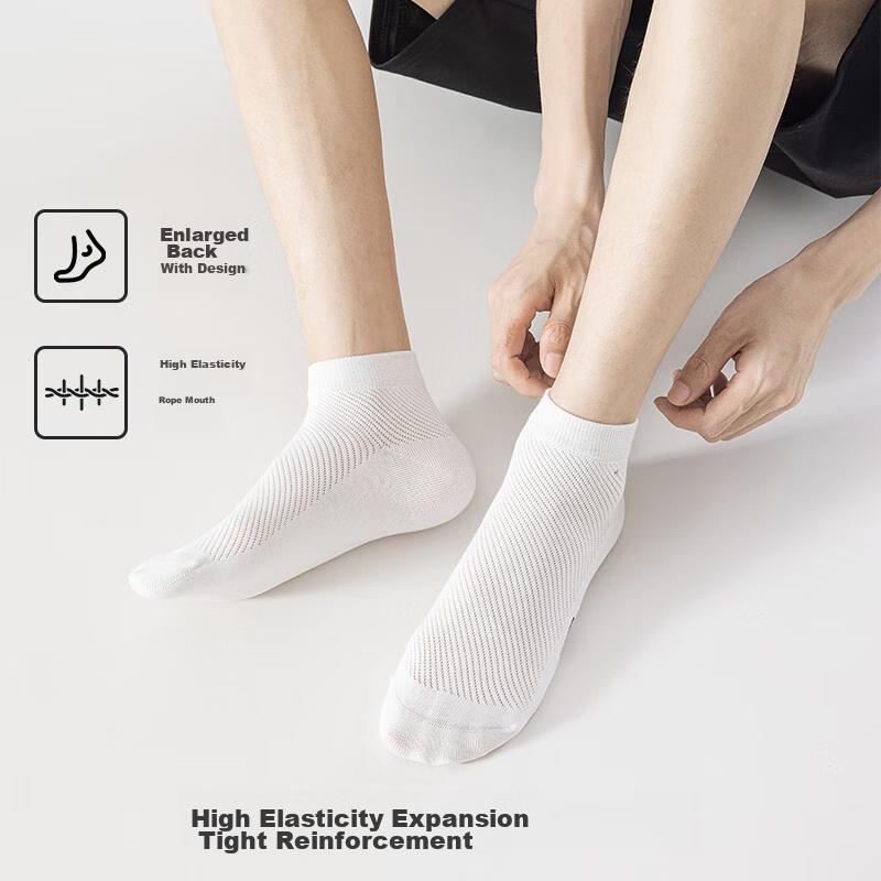 JOAE [100% Pure Cotton Odor-Resistant] Men's Socks, 7A Mesh Boat Socks, Breathable Anti-Pilling Short Socks, 6 Pairs