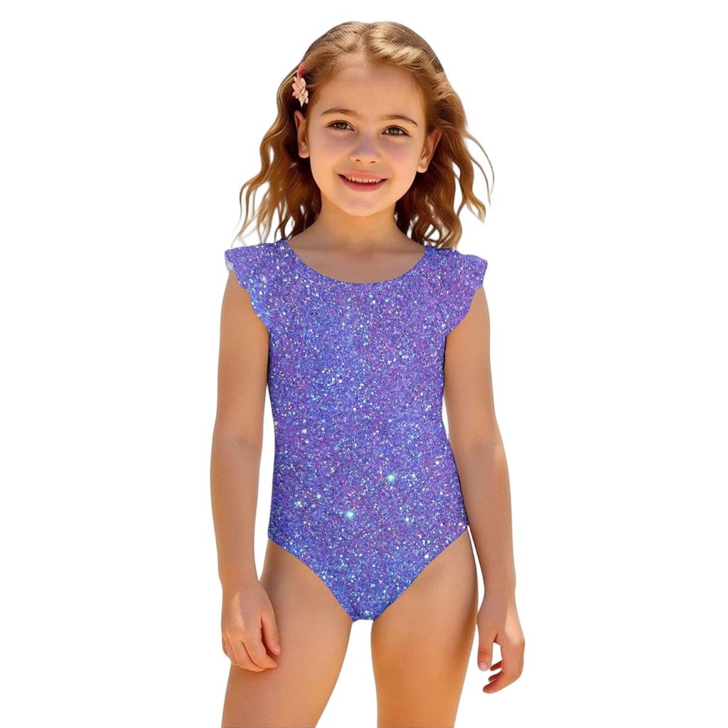 Bañador de una pieza para niña Estampado de lentejuelas Ropa de baño para niños Ajuste cómodo Diseño sin mangas Estilo casual Adecuado para Verano Playa Piscina