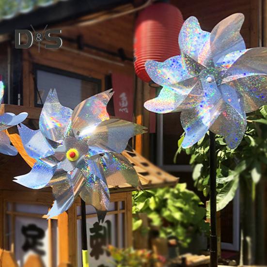 10 Stück Garten-Windrad-Vogelabwehr, 52,1 cm hoch, reflektierendes Windrad für den Außenbereich, Hofdekor, Windrad-Vogelabwehrgerät für Terrasse, Bauernhof, Obstgarten