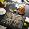 4pcs, 2D Flat Printing, Non-Real Embroidery Holy and Elegant Elephant Placemats, Fashion Printed Pattern Table Mats, Used for Dining Tables, Kitchens,