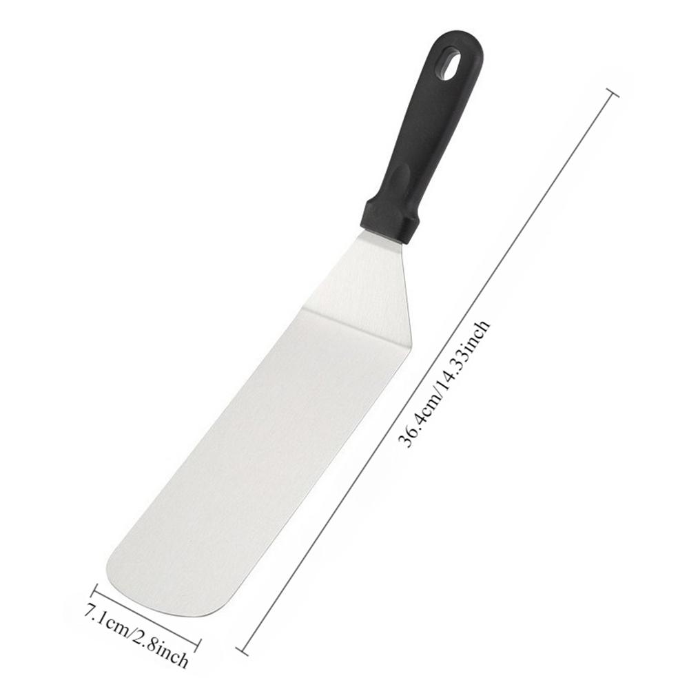 1pc Cooking Spatula Stainless Steel Barbecue Spatula Plate Non-Slip Plastic Handle Extra Long Griddle Spatula Cooking Utensils
