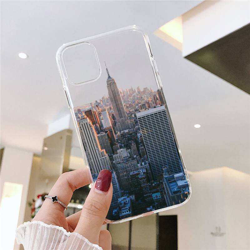 

Чехол для телефона New York City Street, прозрачный для iPhone 6, 7, 8, 11, 12, 13 s mini pro X XS XR MAX Plus, чехол Funda Shell iphone 13 pro max