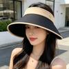 New oversized brim double-sided ice silk empty top Internet celebrity foldable storage sunscreen fashion hat sun hat shows small face