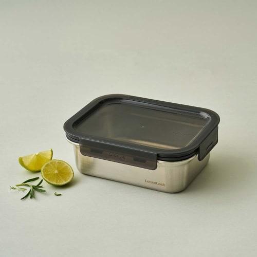 Bestco Stainless Steel Storage Container, Microwave, Oven, and Dishwasher Safe, 1.2L, Rectangular, Silver, Lock & Lock, Stainless Hard, LST515