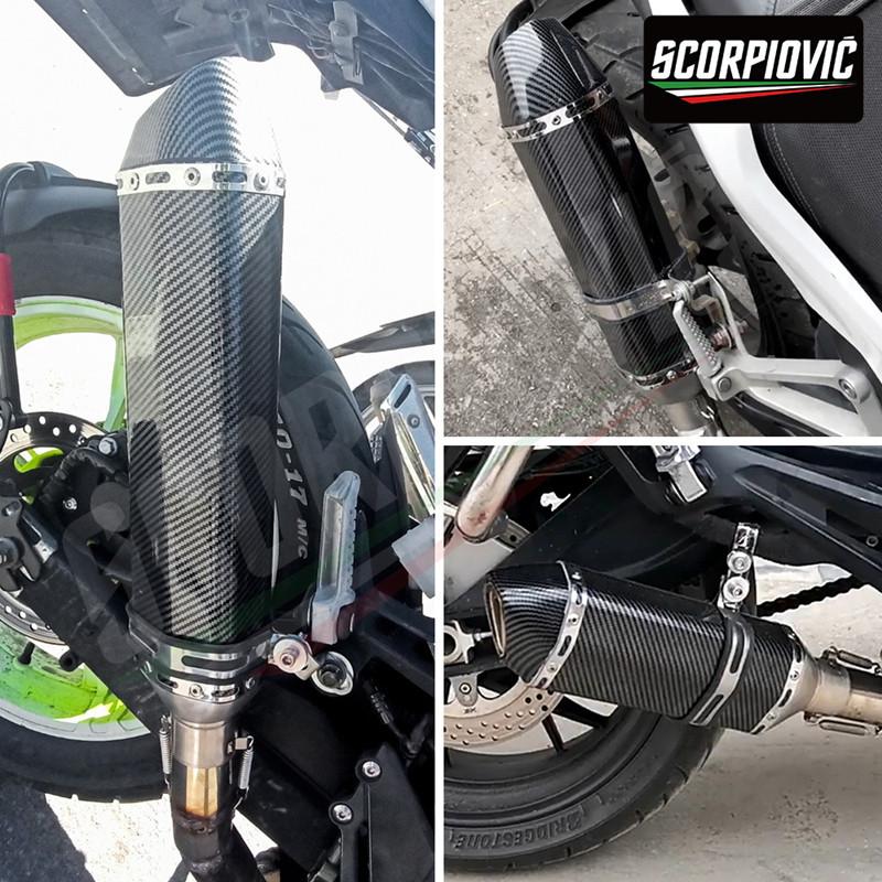 HQ Universal 51mm Motorcycle Exhaust Pipe Length 300/370/470mm Stainless Steel ninja400 R3 Z900 S1000RR MT-07 pcx160 duke390 R1