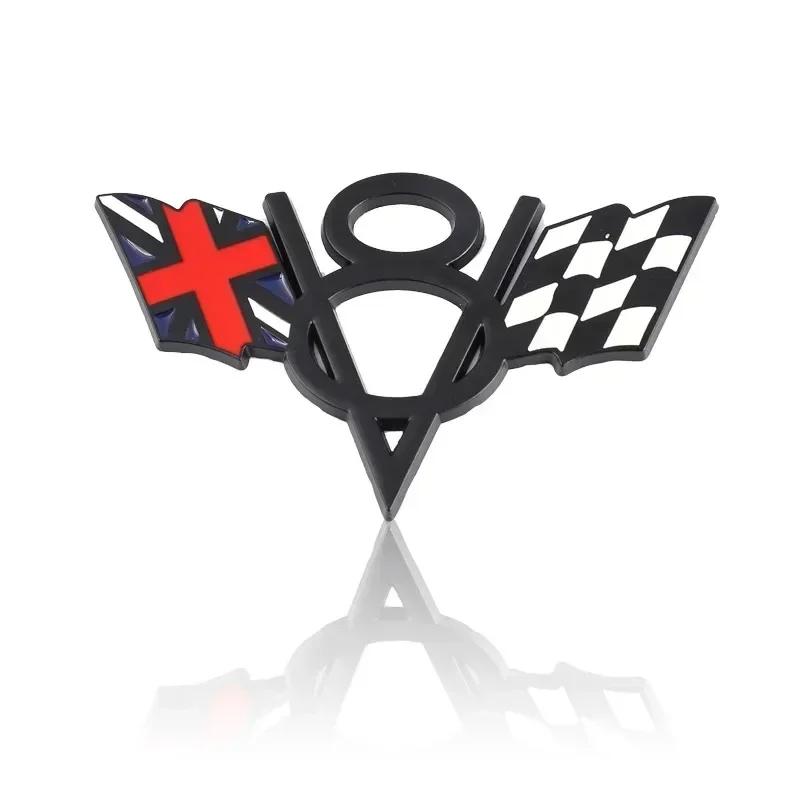 3D Metal V8 Italy France America US UK Flag Rear Trunk Fender Emblem Badge Sticker for Dodge Jeep Ford Accessories
