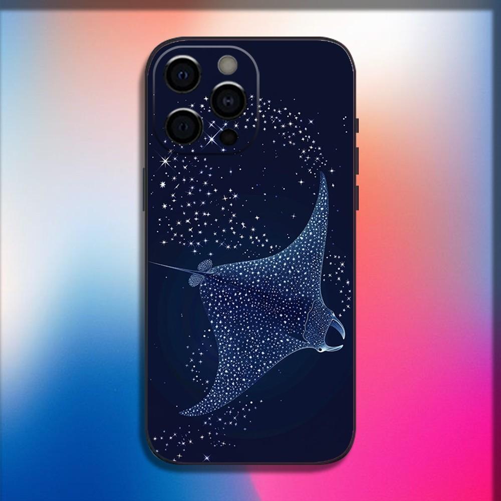 

Ocean Sea Animal Manta Ray Phone Case For iPhone 16,15,14,13,12,11,Pro,X,XS,Max,XR,Plus,Mini Soft Black Cover iPhone14Pro