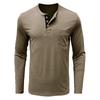 Men's Long-Sleeve Round Neck Henley Collar Base Layer T-Shirt
