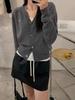 European V-Neck 100% Wool Knit Cardigan - Women's Autumn/Winter Embroidered Long Sleeve Sweater