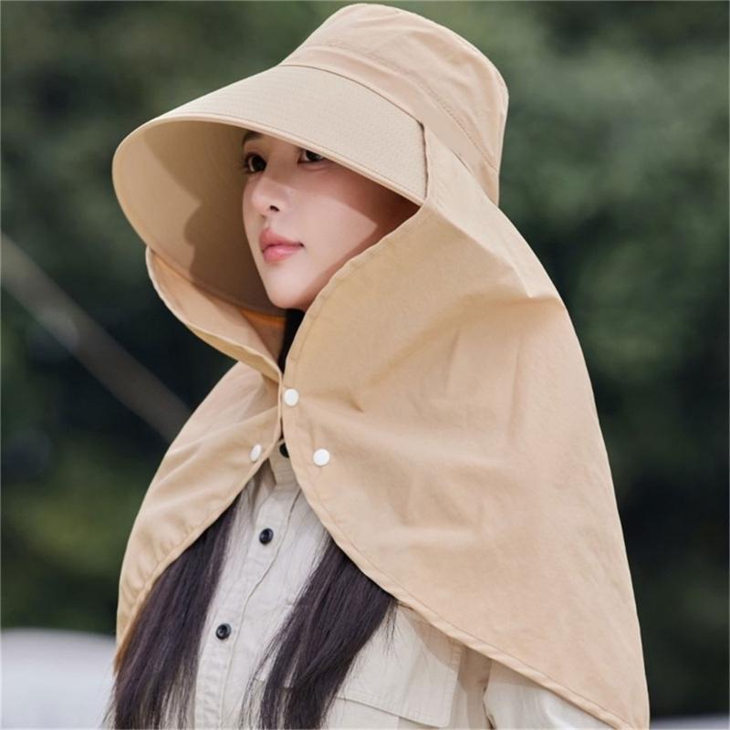 Wide Brimmed Sun Hat For Women Lady Adjustable Breathable Fabric Sun Protection Outdoor Fishing Hat Beach Travel