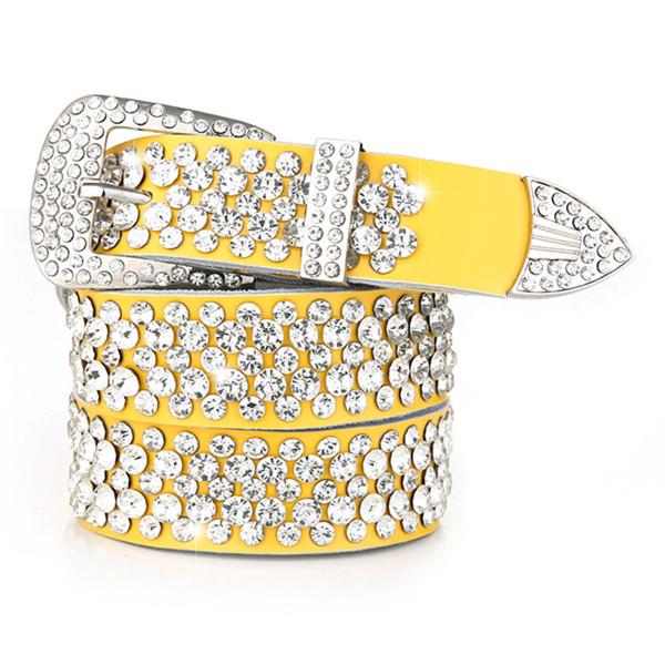 Ladies' Wide Leather Belt with Rhinestone Accents - Korean Style Versatile Cowhide Fashion Accessory