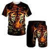 Summer Tiger 3D Printed T-shirt/Suit O Collar Men's Short Sleeve Beach Pants 2 Piece Suit Sportswear Casual Fashion Shorts