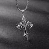 1PCS Fashion Retro Flame Cross Pendant Necklace Men's and Women's Long Chain Punk Gothic Fashion Accessories