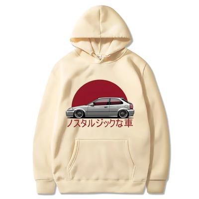 Pánská Nostalgická mikina s kapucí do auta Jdm Komiksový potisk Tepláková souprava Pánská mikina Dámská EK Japonský Streetwear Pulovr s dlouhým rukávem EU Velikost