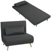 3-in-1 Foldable Sleeper Chair, Sleeper Chair In Linen Look with Adjustable Backrest and Thick Padding, Grey