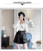 Women's Black PU Leather High-Waist Wide-Leg Shorts - New Autumn/Winter 2024 Casual Slimming Design