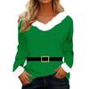 Ladies' Fashionable And Casual Christmas Printed Plush V-neck Long Sleeved Shirt
