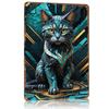 Kintsugi Green Cat Metal Poster Tin Sign Wall Art Mancave Decoration Living Room Customizable Metal Signs for Home Decoration