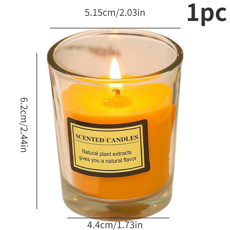 1pc Windproof Transparent Glass Cup Scented Candle - Soybean WaxSmokeless candle , Indoor/Outdoor, Wedding, party with Gift Box