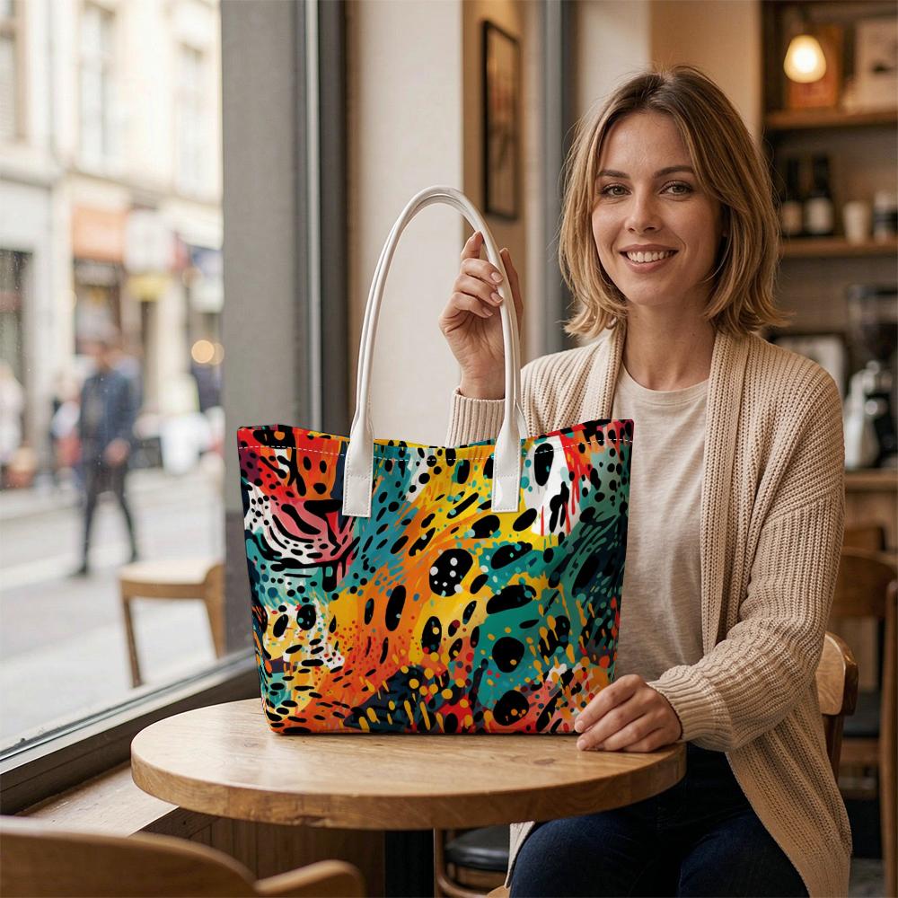 Colorful Leopard Print Tote Bag for Women Fashion Casual Daily Shoulder Bag