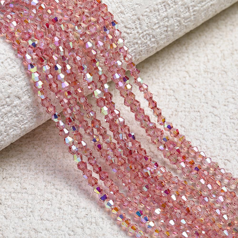 1 Strip 4mm Shiny Crystal Beads Bicone Beads 80pcs Glass Beads Loose Spacer Beads for Bracelet DIY Jewelry Making