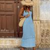 Women's Scoop Neck Sleeveless Crochet Maxi Dress Bodycon High Waist Casual Beach Cover Up