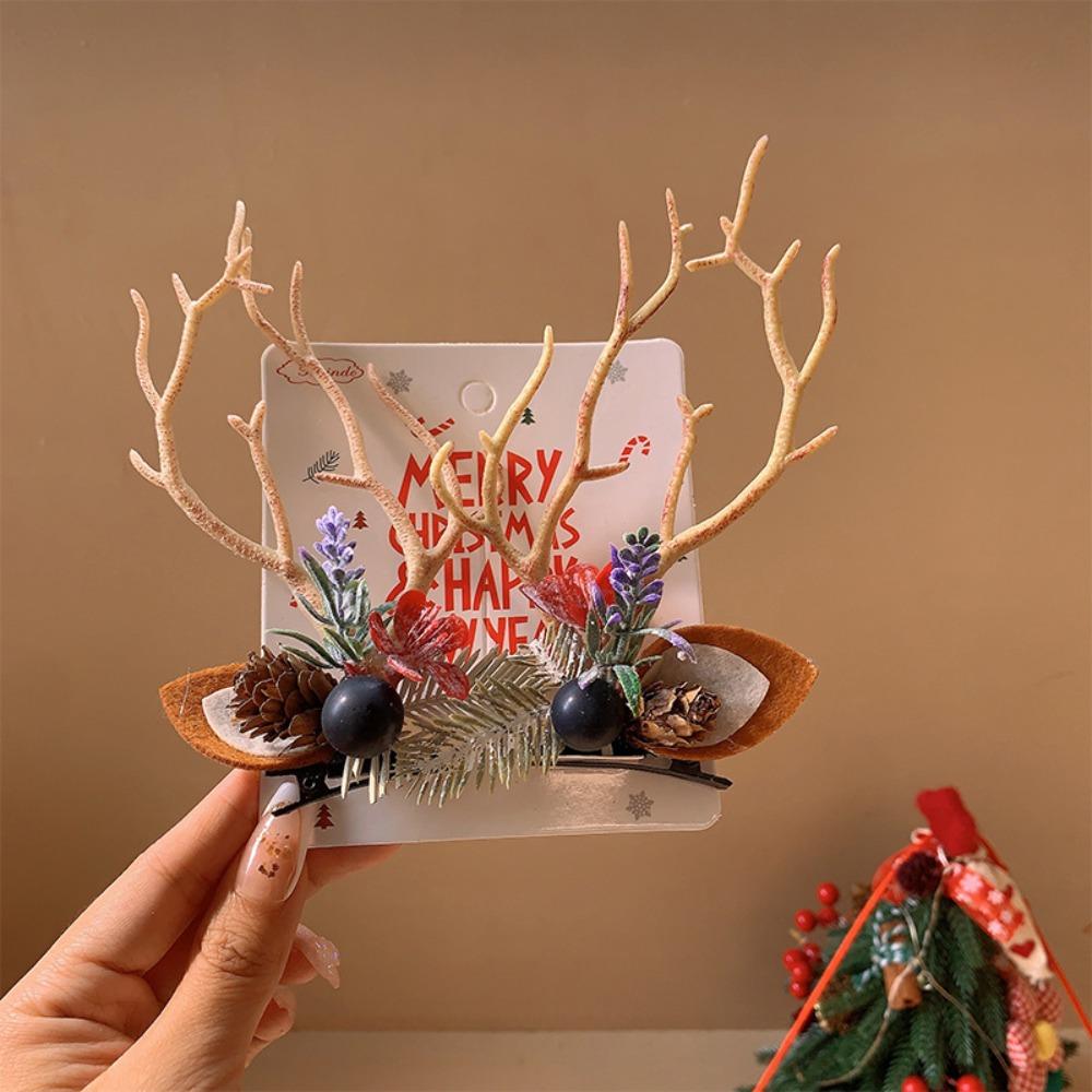 Barrette à cheveux en résine bois d'élan Créative Barrette de Noël Kawali Clip Renne de Noël Quotidien