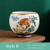 130ml Ceramic Tea Cup Tiger Pattern White Porcelain Kung Fu Tea Set