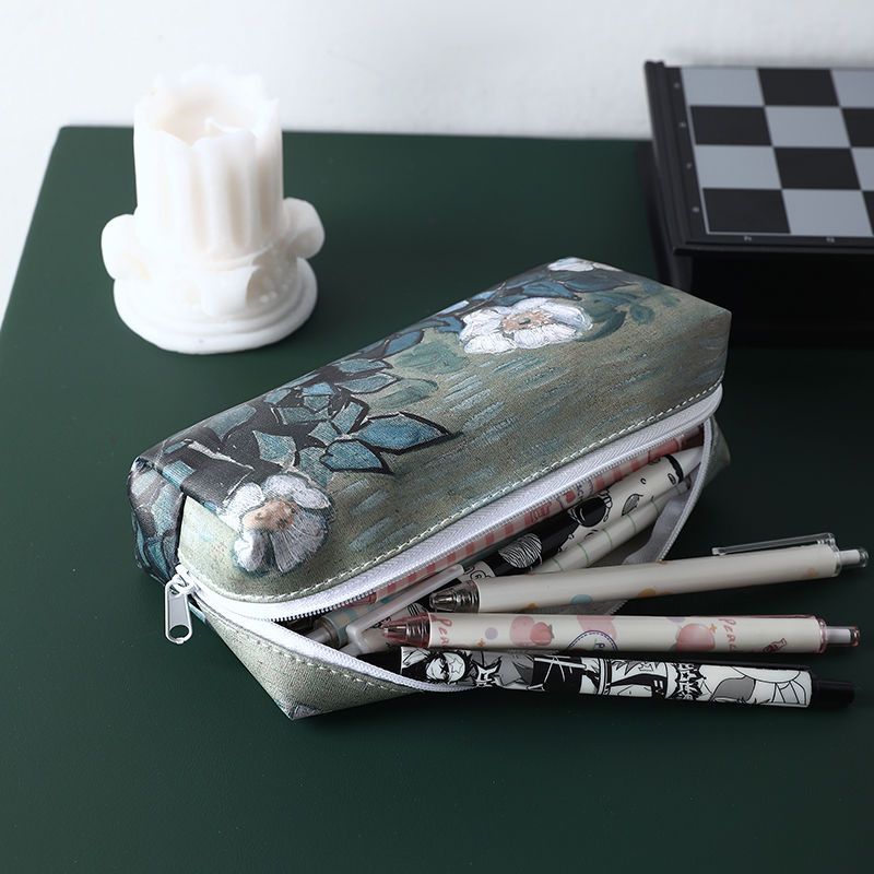 Original Retro Pencil Case High-end Oil Painting Pen Student Pencil Case High Aesthetic Value Niche Large Capacity