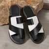 Fashion Womens Summer New Flat Non-slip PU Waterproof Womens Shoes Outdoor Casual Comfortable Beach Dress Womens Slippers Large Size 43