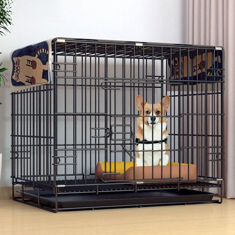 Indoor Folding Dog Cage with Toilet for Medium and Small Breeds: Suitable for Teddy, Bichon, Corgi, Shiba Inu.