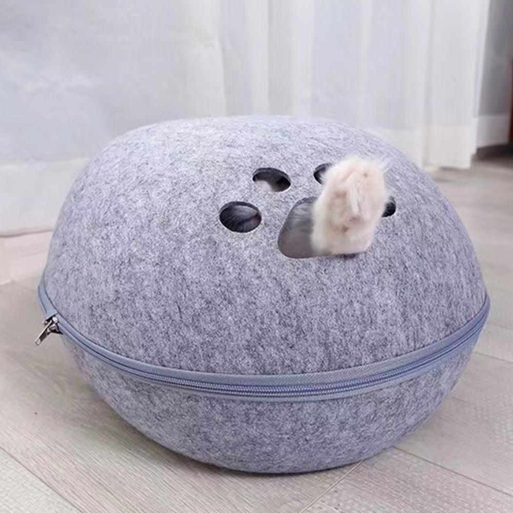 Semi Enclosed Felt Cat Nest Detachable Breathable Eggshell Pet House for Cats Gotas Mascotas Home Autumn Spring Puppy Cat Beds