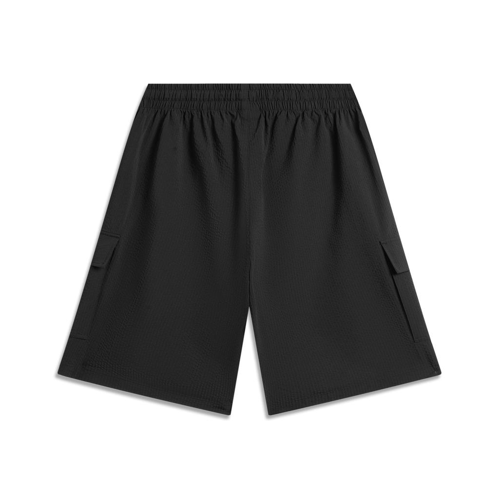 Li Ning Basketball Series Letter Mid-Waist Kordelzug Atmungsaktiv Vielseitig Lässige Shorts Herrenshorts Schwarz AKSV019-1