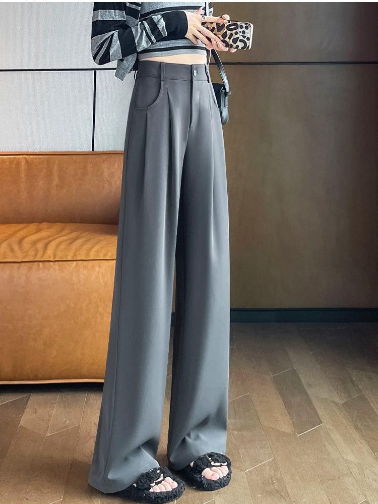 Women's 2026 Korean-Style High-Waisted Wide-Leg Professional Slimming Pants