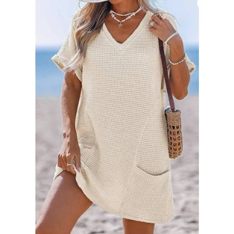 Copricostume da Spiaggia con Tasche e Scollo a V per Donna Yoga e Vacanze