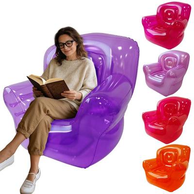 Portable Transparent Inflatable Camping Chair for Music Festivals - Single Person, Thickened PVC, Foldable