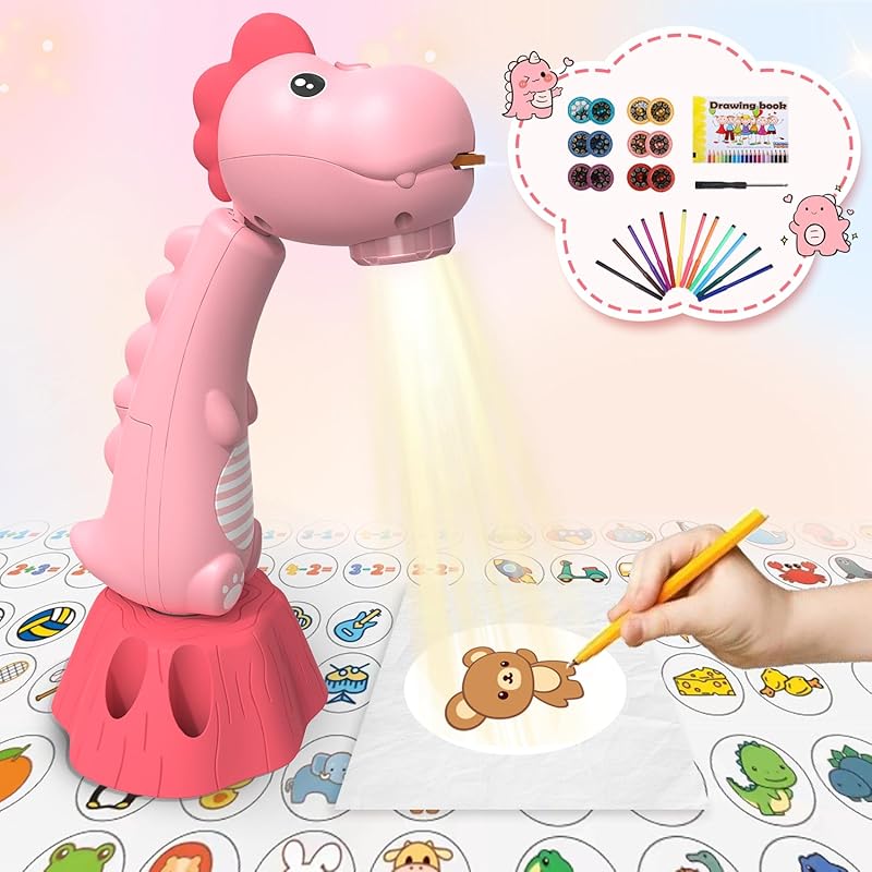 Drawing Projector for Kids,Tracing and Drawing Projector with 96 Slide Cartoon Patterns and 12 Color Brushs,Smart Art Sketcher Projector for 3+ Year