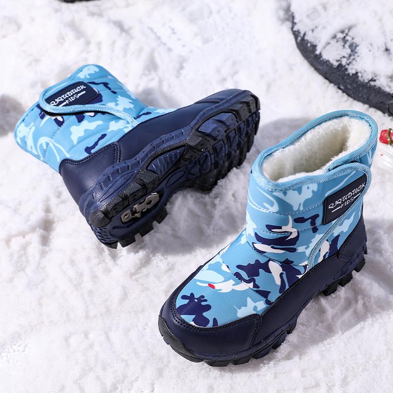 Autumn/Winter High-Top Kids Winter Snow Boots Cotton Shoes Fluffy Wolf Teeth Non-slip Warm Girls Snow High Top Sports Shoes