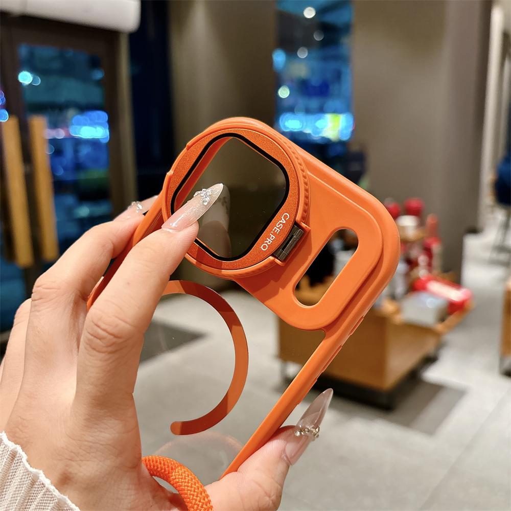 Lens Protection Case For iPhone 17 16 15 14 13 12 11Pro Max Plus Air For Magsafe Holder Transparent Magnetic Matte Lanyard Cover
